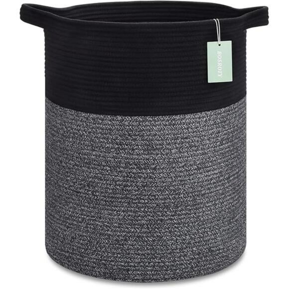 Large laundry hamper woven cotton rope basket 72L toy clothes blanket storage bi - Picture 7 of 7